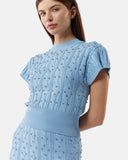 Knitted top with studs and woven workmanship - Silvian Heach