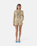 Lurex knit sweater with woven V-neck - Silvian Heach