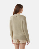 Lurex knit sweater with woven V-neck - Silvian Heach
