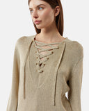 Lurex knit sweater with woven V-neck - Silvian Heach