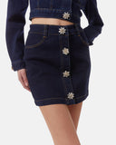 Minigonna in denim scuro con bottoni gioiello - Silvian Heach