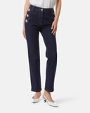 Straight jeans in dark denim with jewel buttons - Silvian Heach
