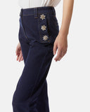 Straight jeans in dark denim with jewel buttons - Silvian Heach