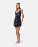 Short denim dress with jewel applications - Silvian Heach