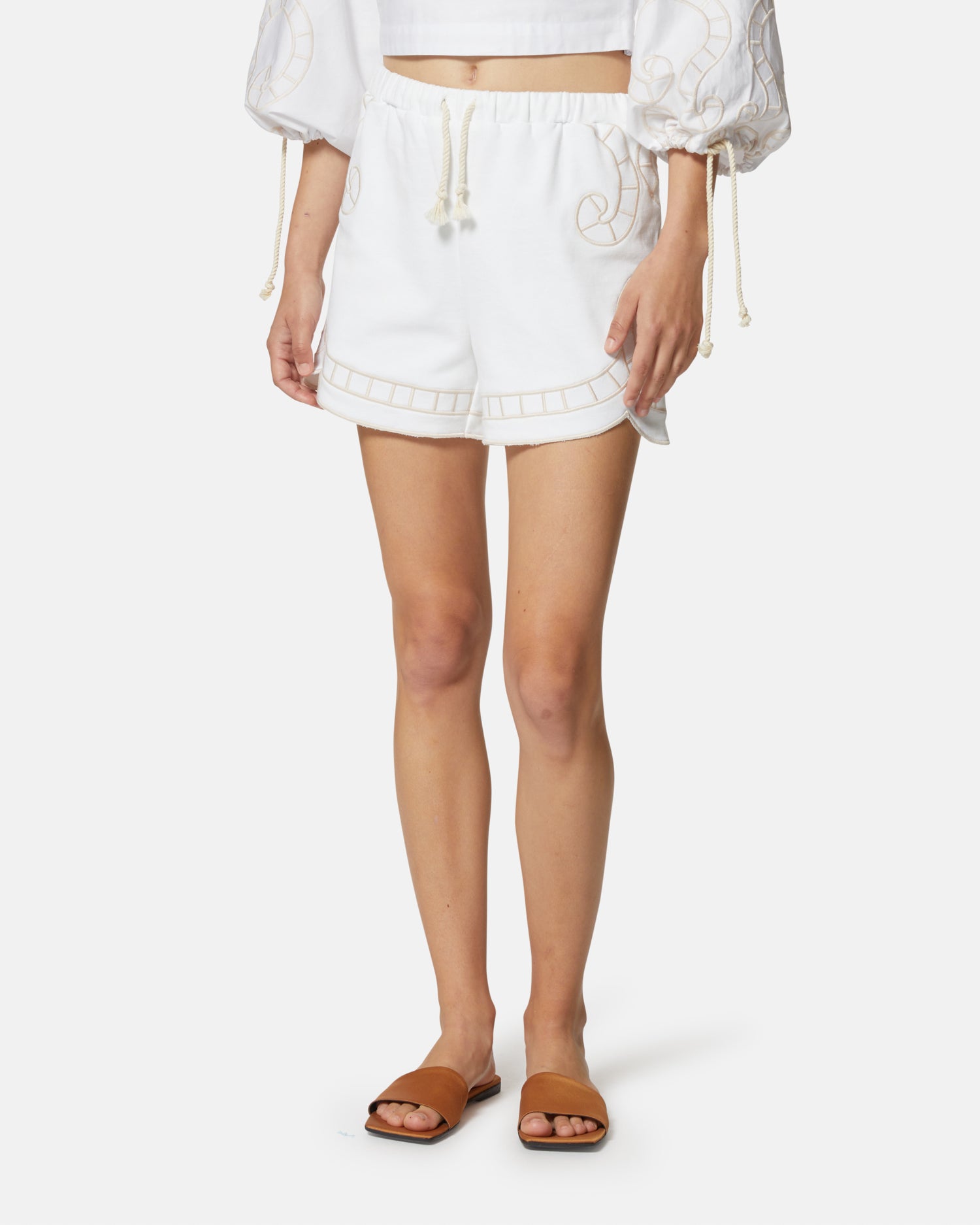 Embroidered cotton shorts