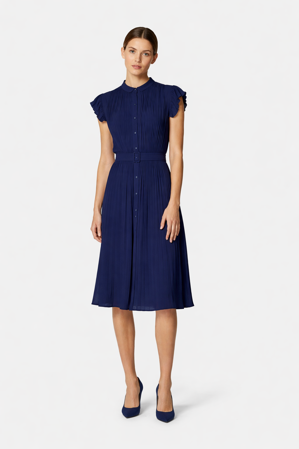 Pleated midi dress with belt Silvian Heach dress