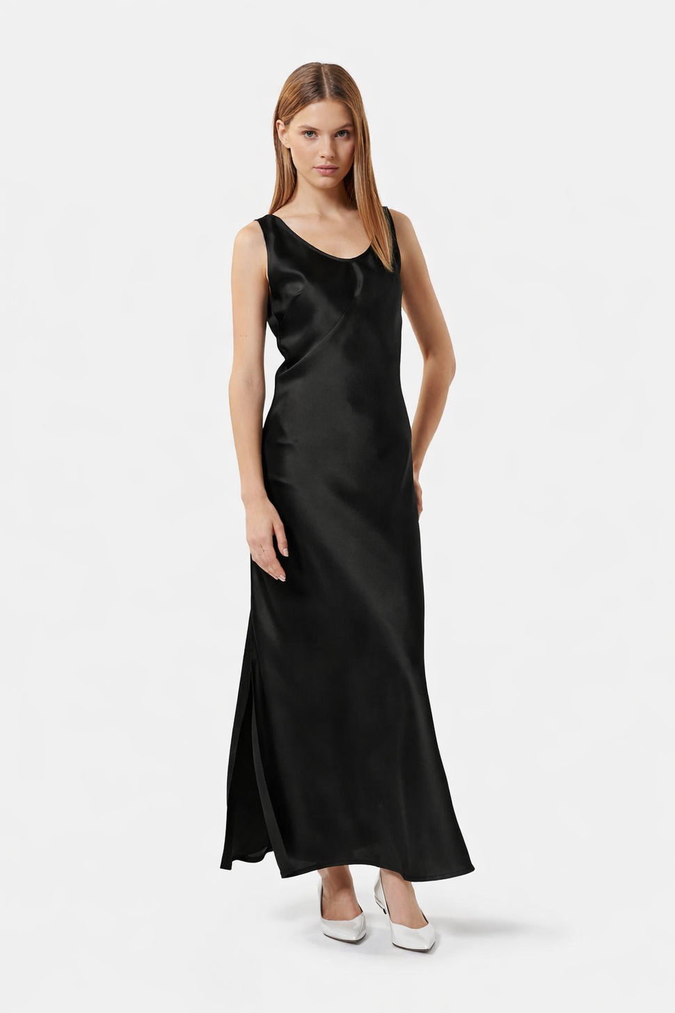 Long satin dress with side slit Silvian Heach dress