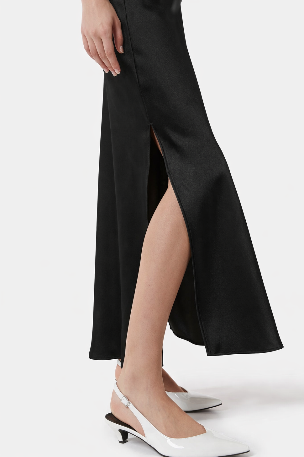 Long satin dress with side slit Silvian Heach dress