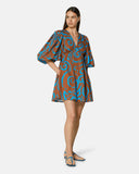 Short dress with V-neck and decorative ruffles - Silvian Heach
