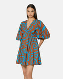 Short dress with V-neck and decorative ruffles - Silvian Heach