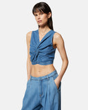 Denim top with central knot - Silvian Heach