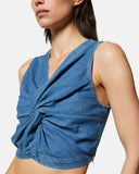Denim top with central knot - Silvian Heach