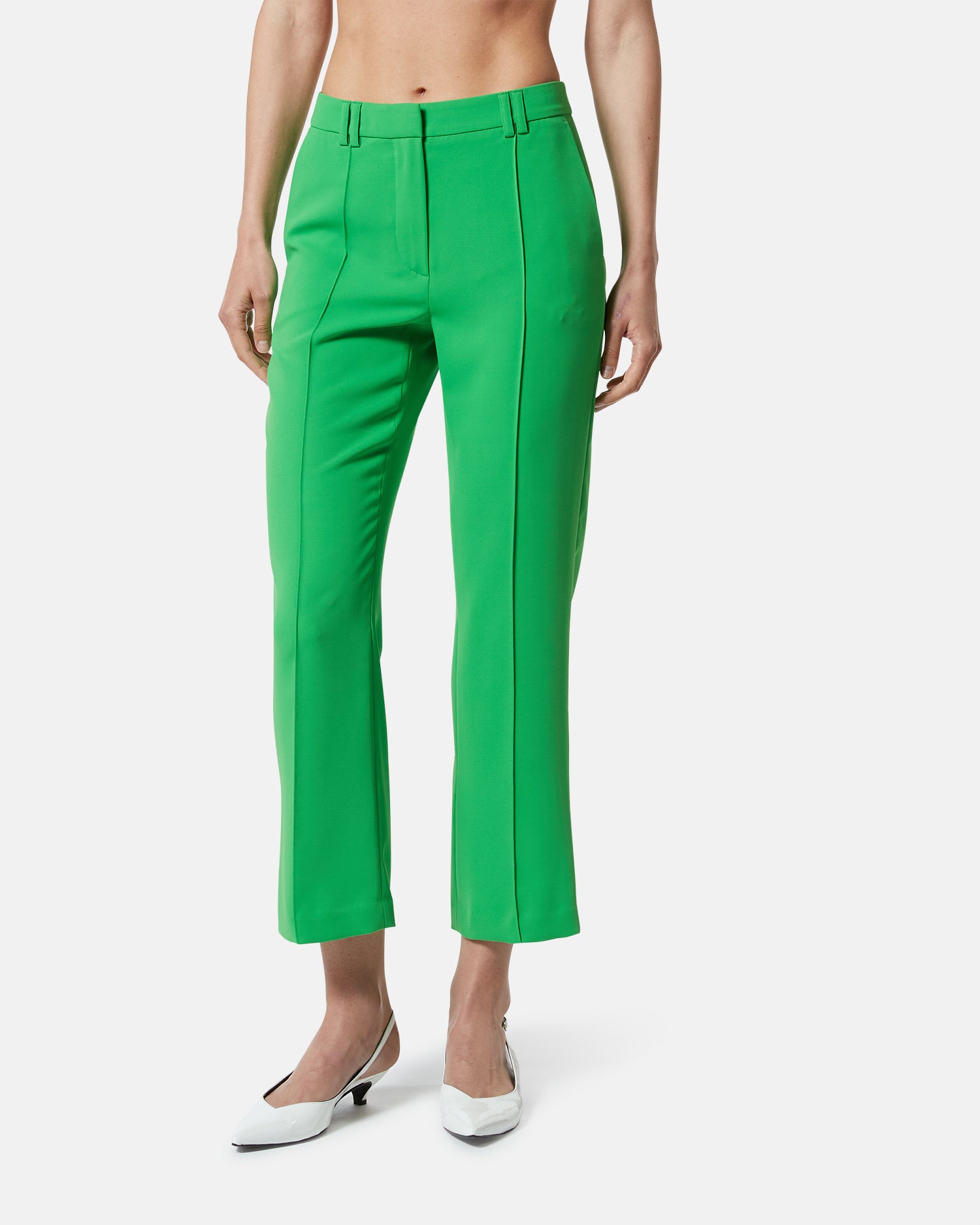 Pantaloni cropped con piega centrale