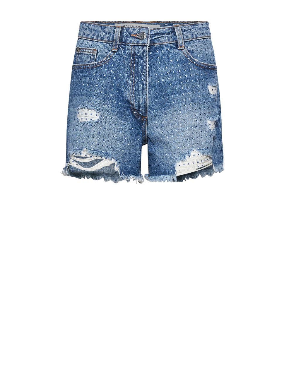 Shorts in denim con strass e dettagli sfrangiati - Silvian Heach