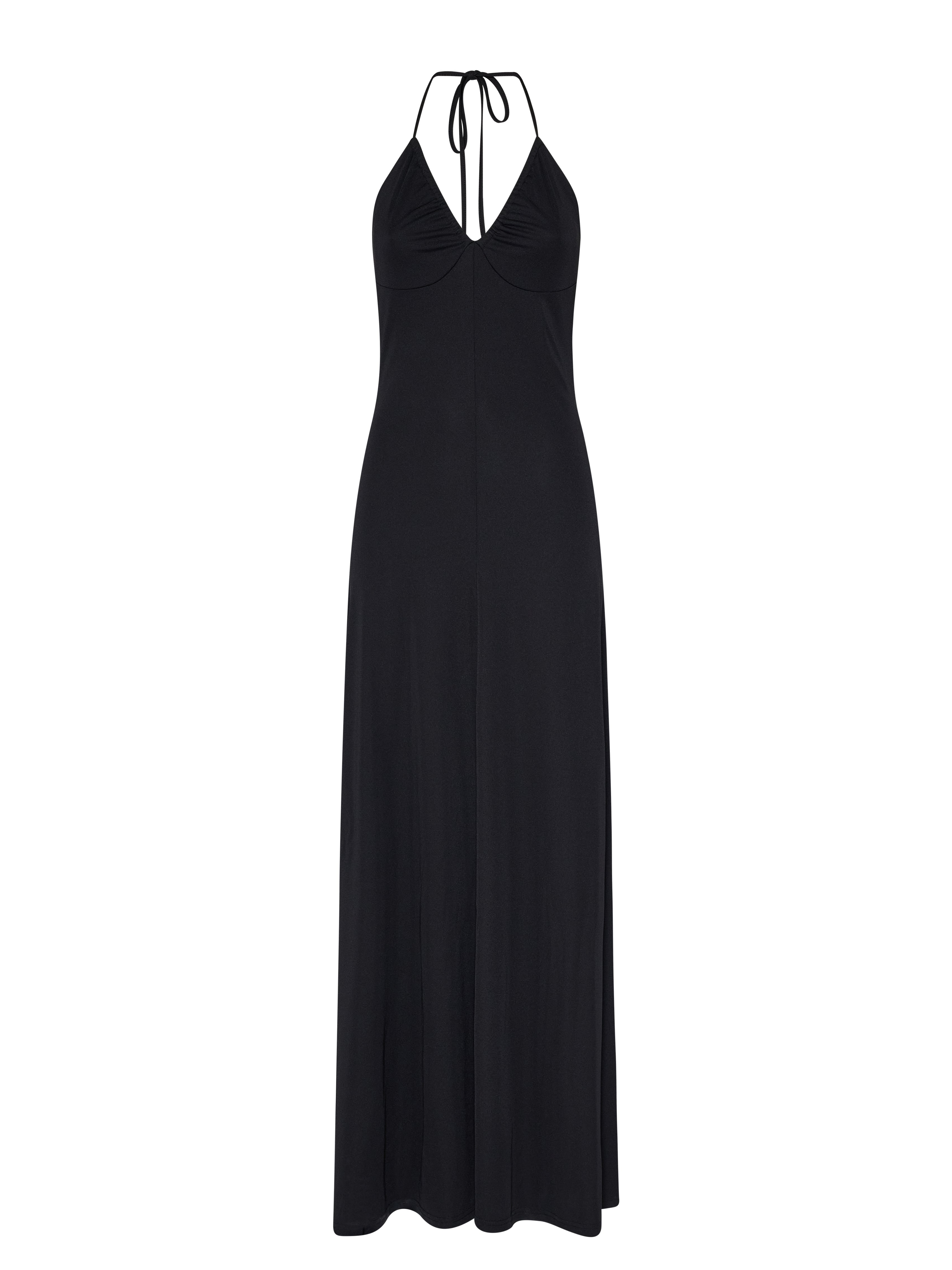 Abito Lungo con Scollo Halter e Linee Fluide - Silvian Heach