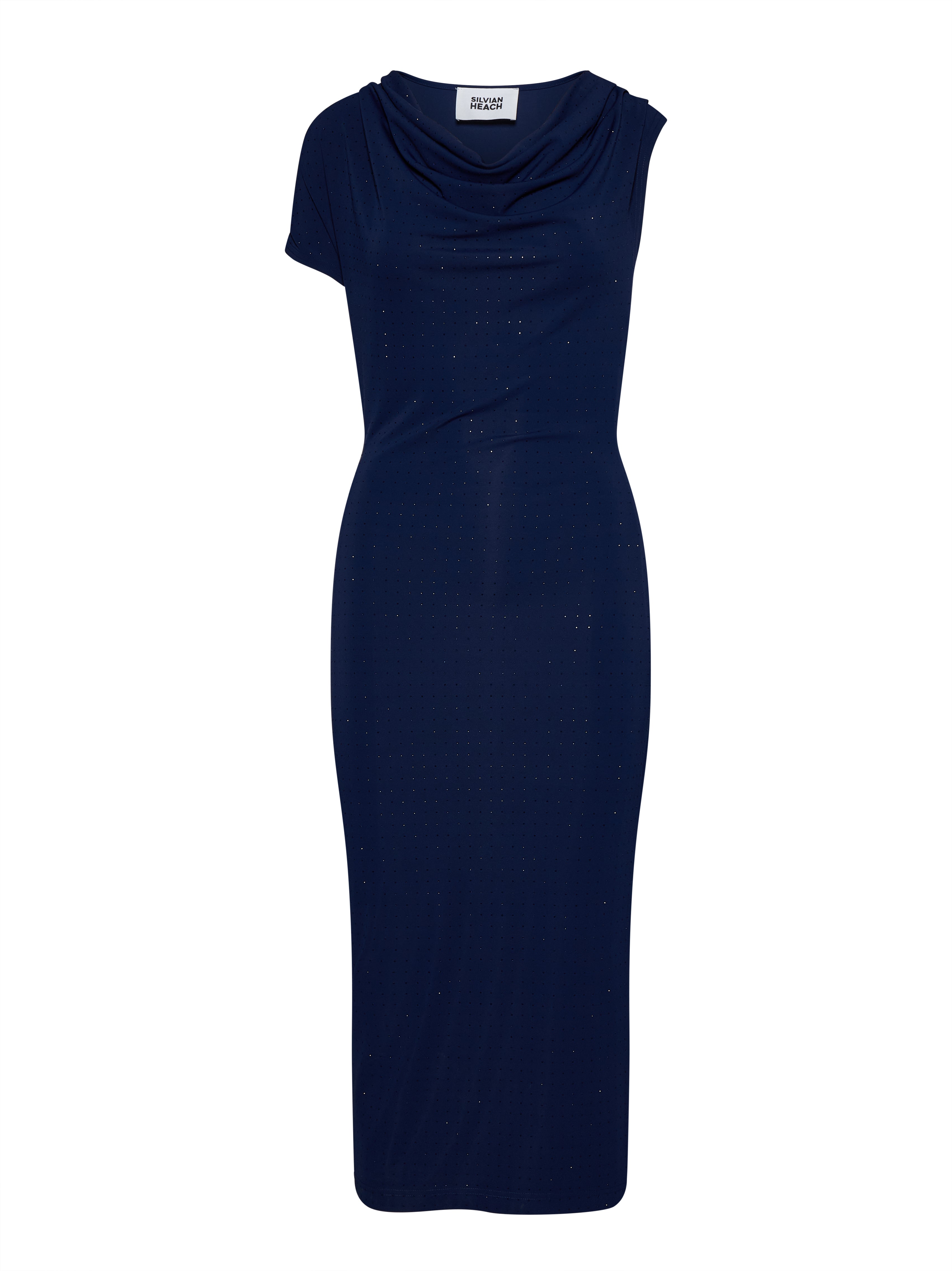 Abito Lungo con Scollo Drappeggiato e Dettagli Luminosi - Silvian Heach