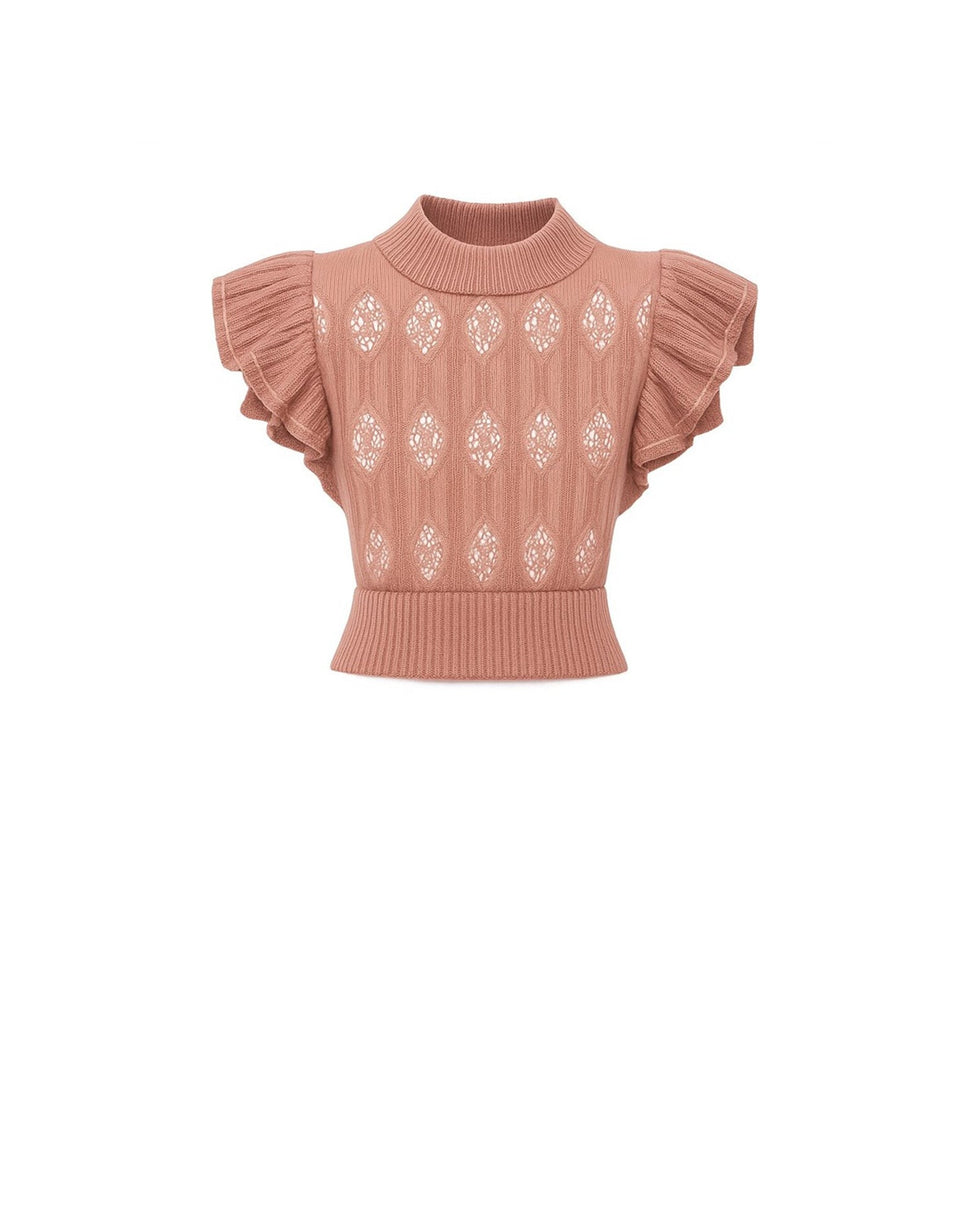 Short-sleeved top with decorative detail and high neck - Silvian Heach
