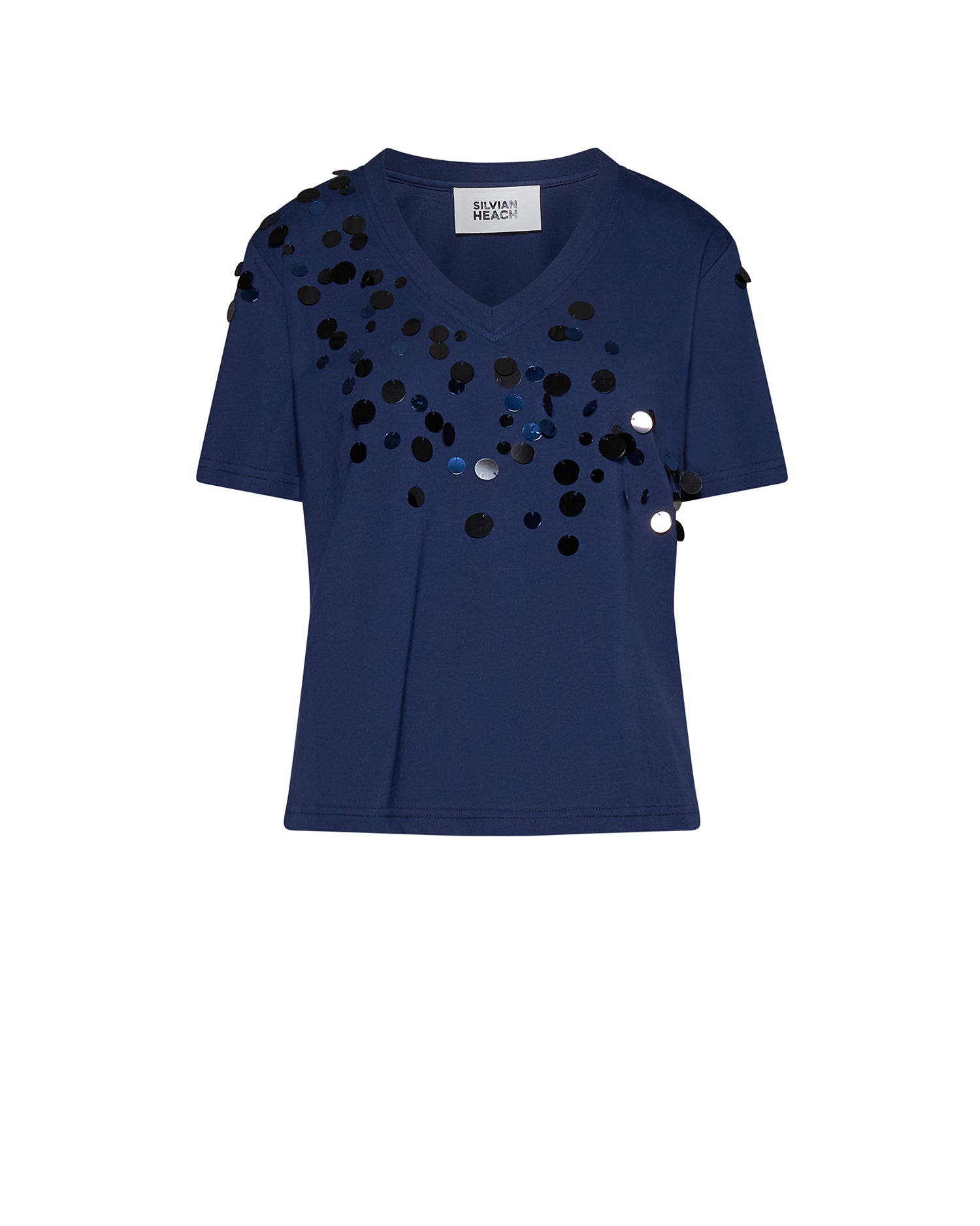 T-shirt with V-neck and decorative applications - Silvian Heach
