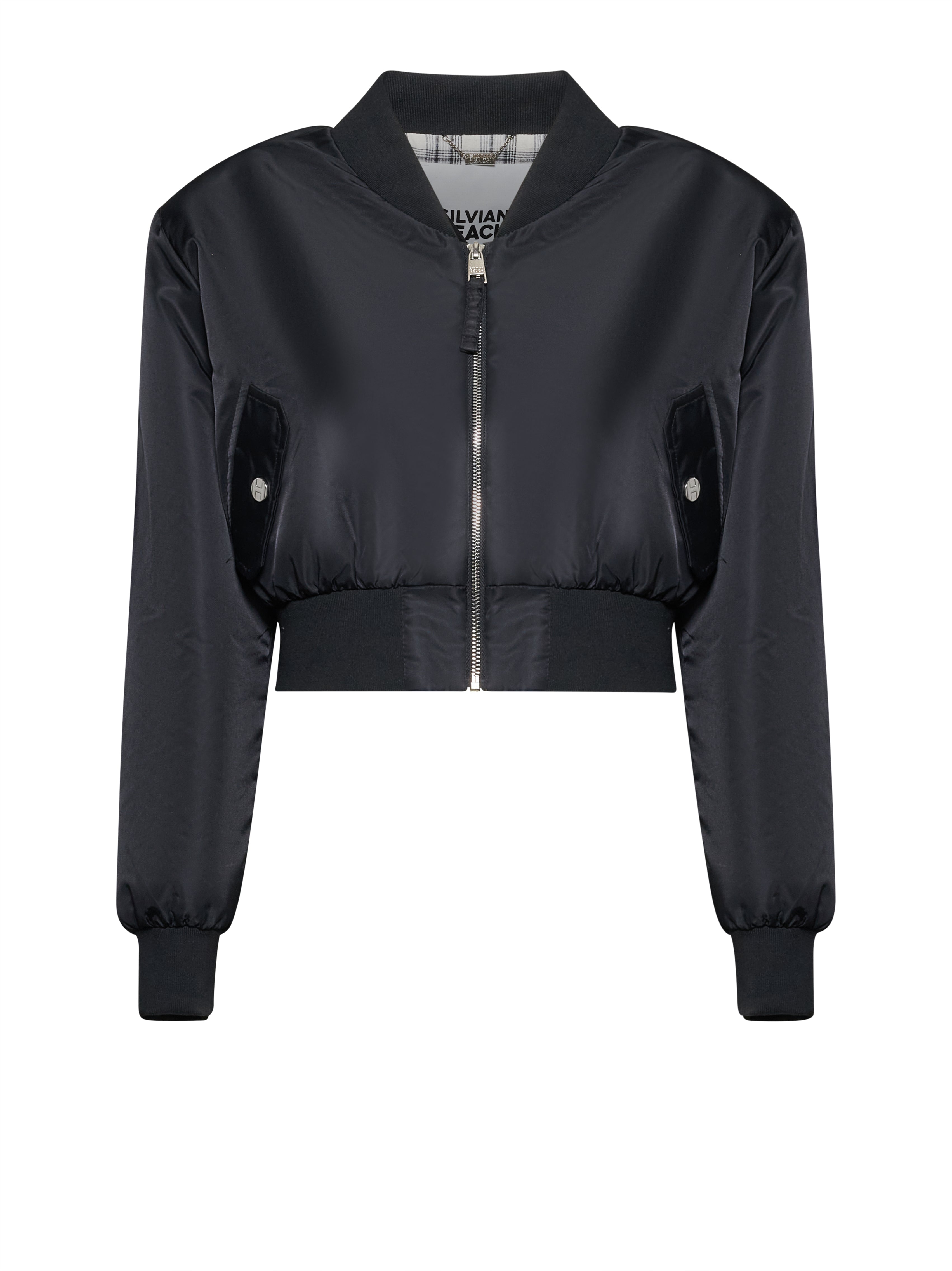 Giacca nera con chiusura a zip e dettagli essenziali - Silvian Heach