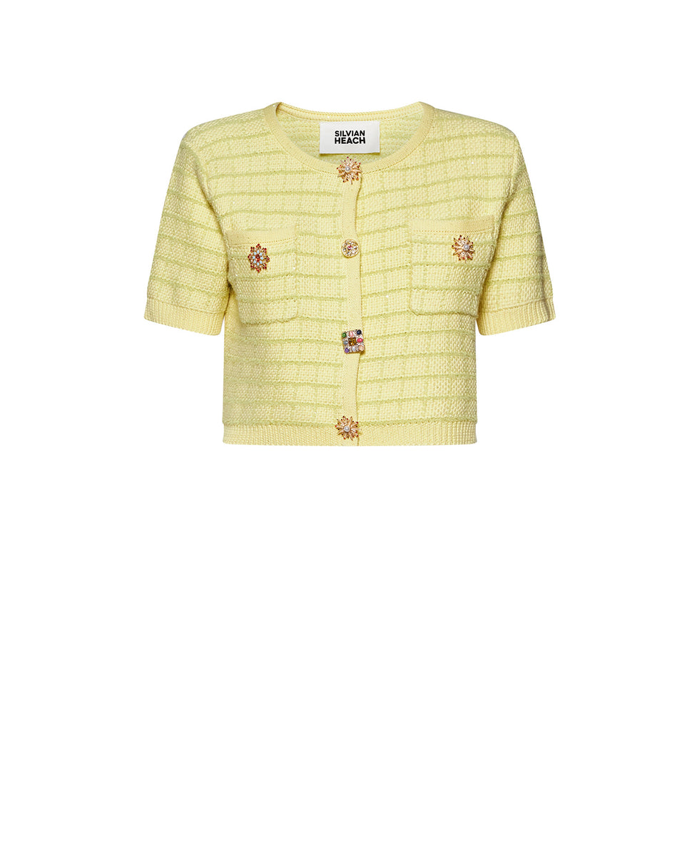 Cropped short-sleeved jacket with jewel details - Silvian Heach