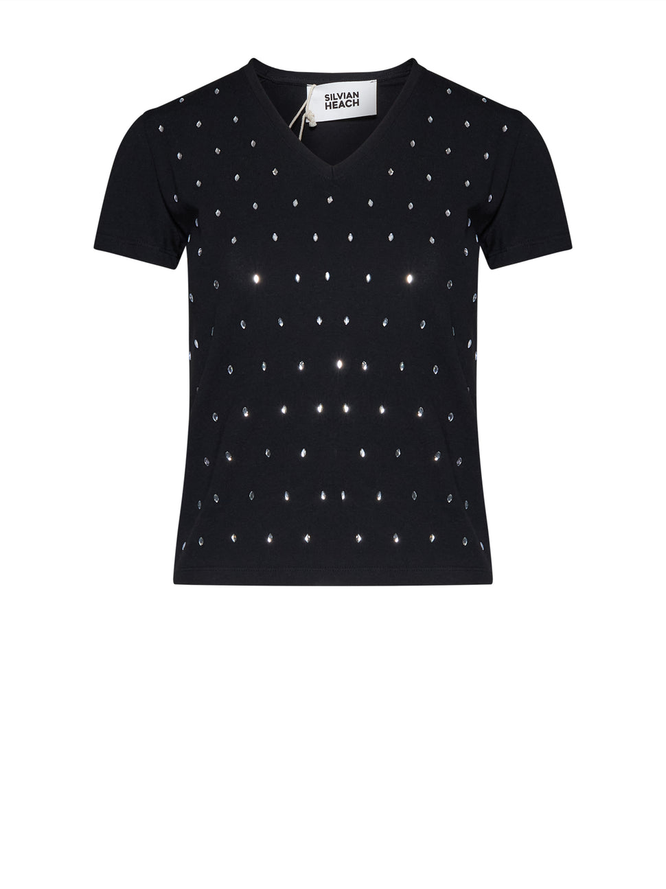T-shirt con scollo a V e micro decorazioni luminose - Silvian Heach