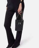Black Quilted Mini Bag with Buckle and Chain Shoulder Strap - Silvian Heach
