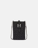 Black Quilted Mini Bag with Buckle and Chain Shoulder Strap - Silvian Heach