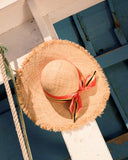 Raffia Hat with Frayed Finish and Ribbon - Pompea x Silvian Heach - Silvian Heach
