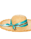 Raffia Hat with Frayed Finish and Ribbon - Pompea x Silvian Heach - Silvian Heach