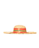 Raffia Hat with Frayed Finish and Ribbon - Pompea x Silvian Heach - Silvian Heach