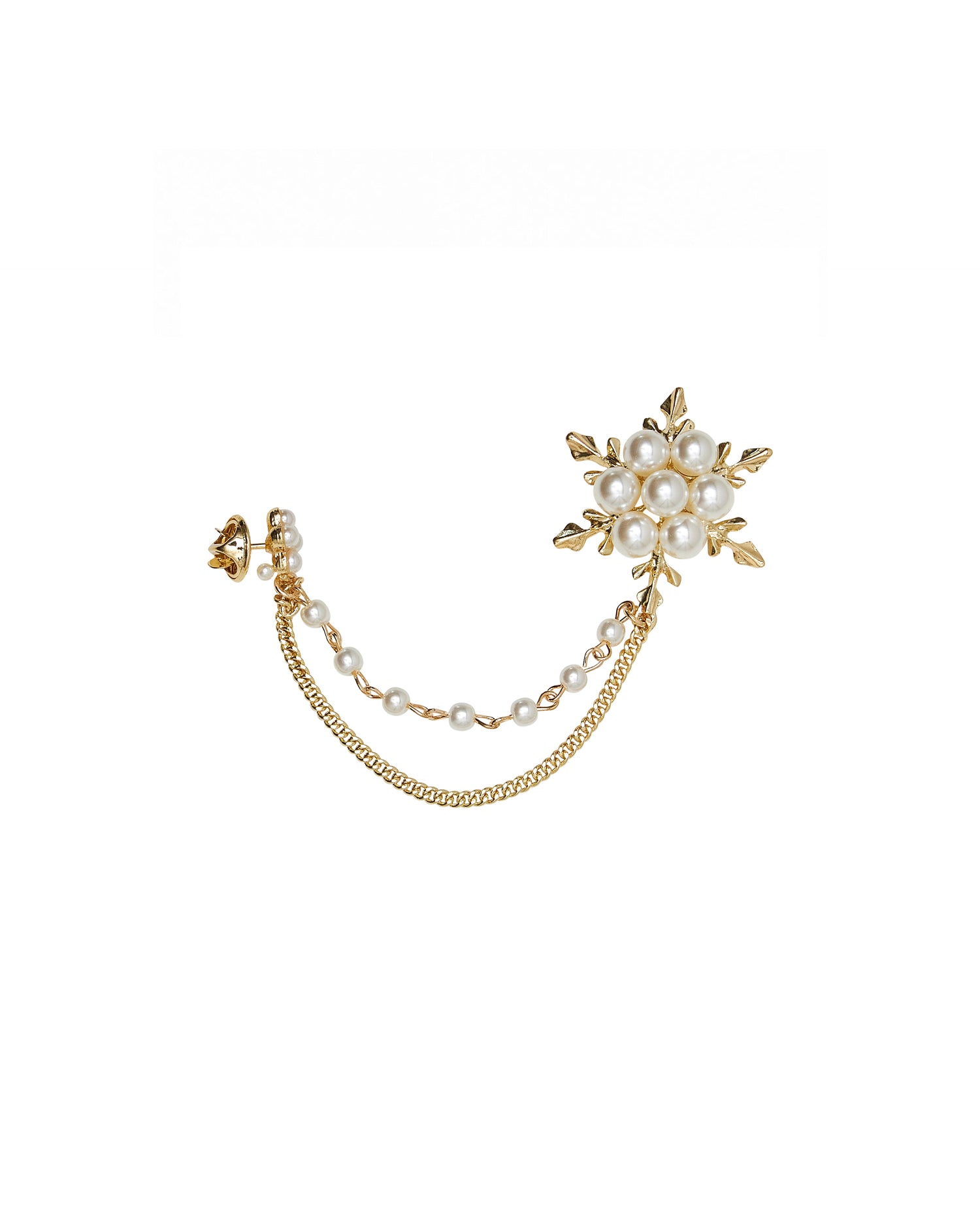 Double brooch with chain and floral composition– Silvian Heach