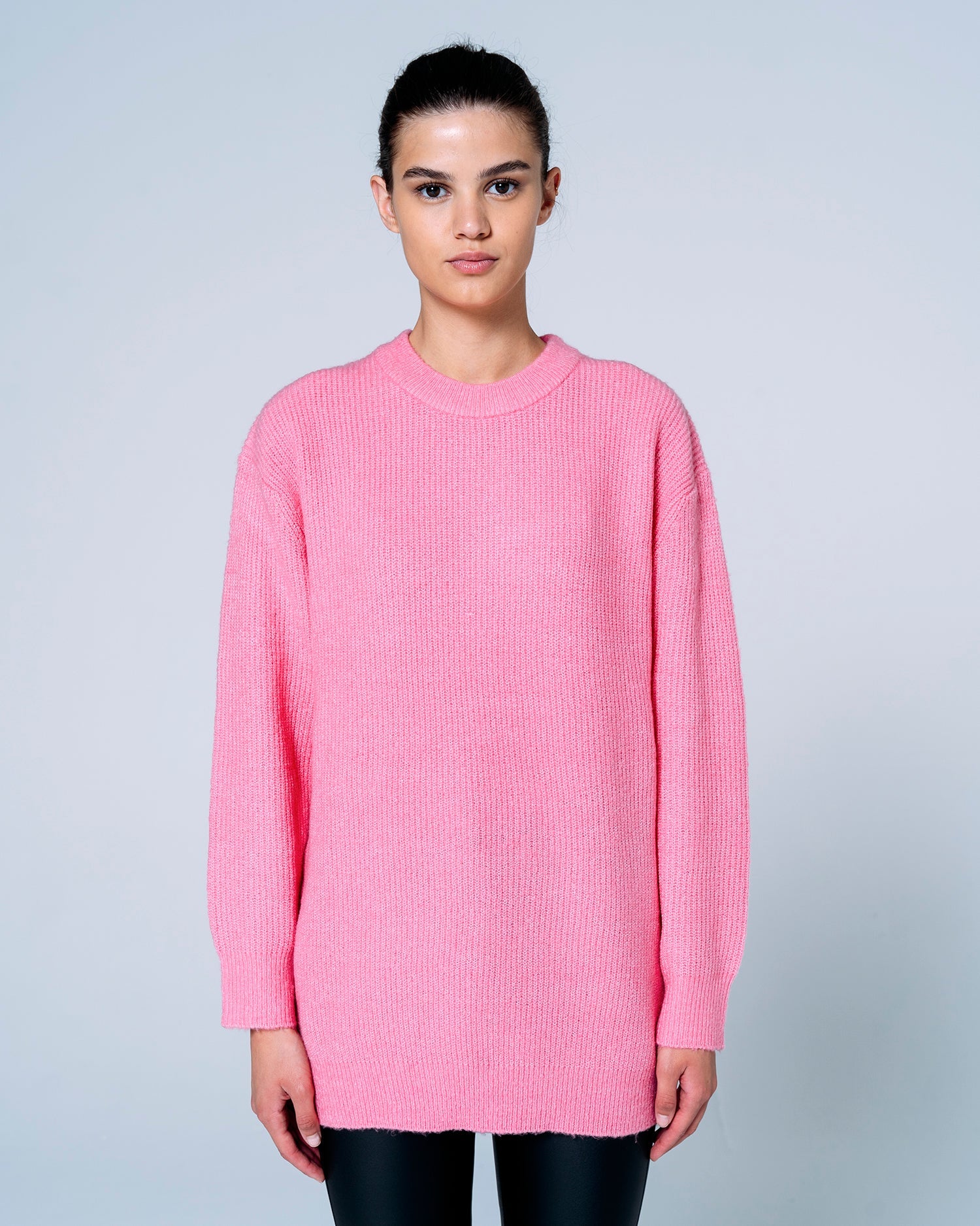 Long Pink sweater Get Cozy