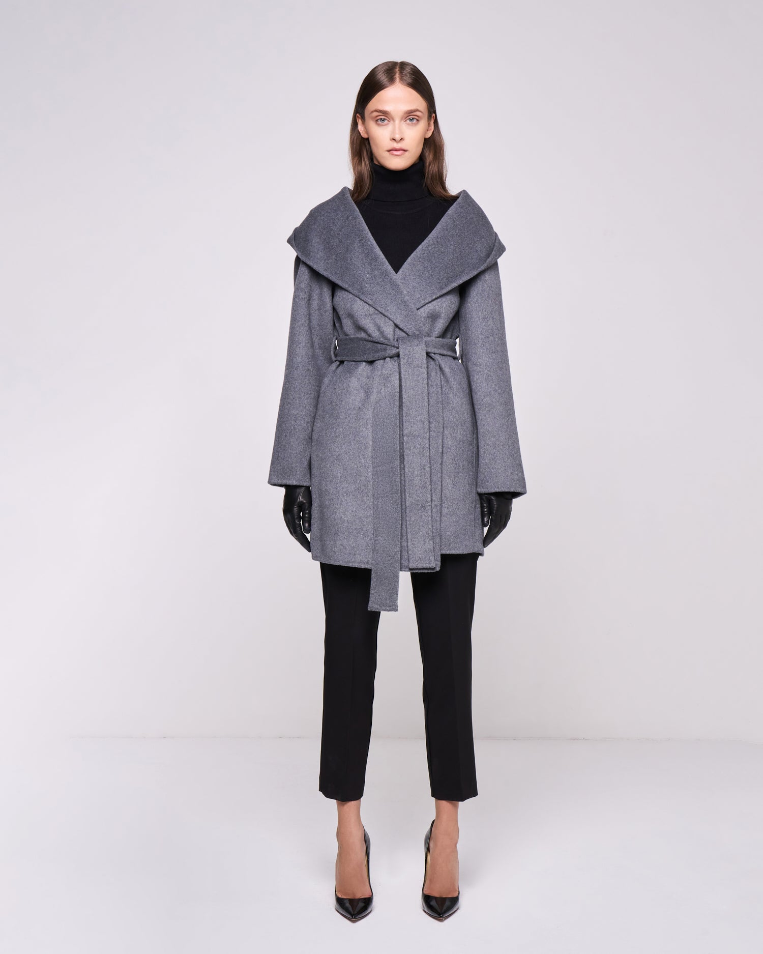 Grey coat with belt the coat edit
