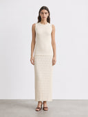 Abito Midi in Maglia con Gonna Plissé e Rouches