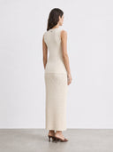 Abito Midi in Maglia con Gonna Plissé e Rouches