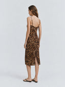 Long dress with animal print and thin straps