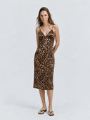Long dress with animal print and thin straps