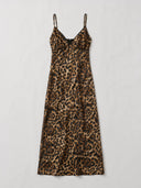 Long dress with animal print and thin straps