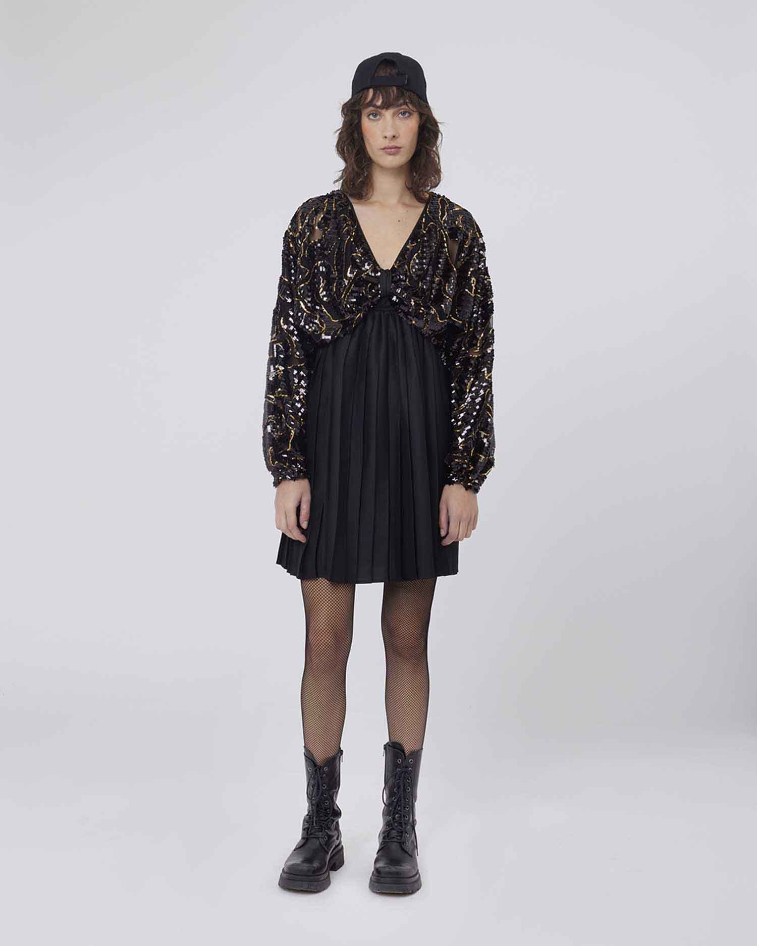 Abito con gonna a ruota con paillettes - Silvianheach