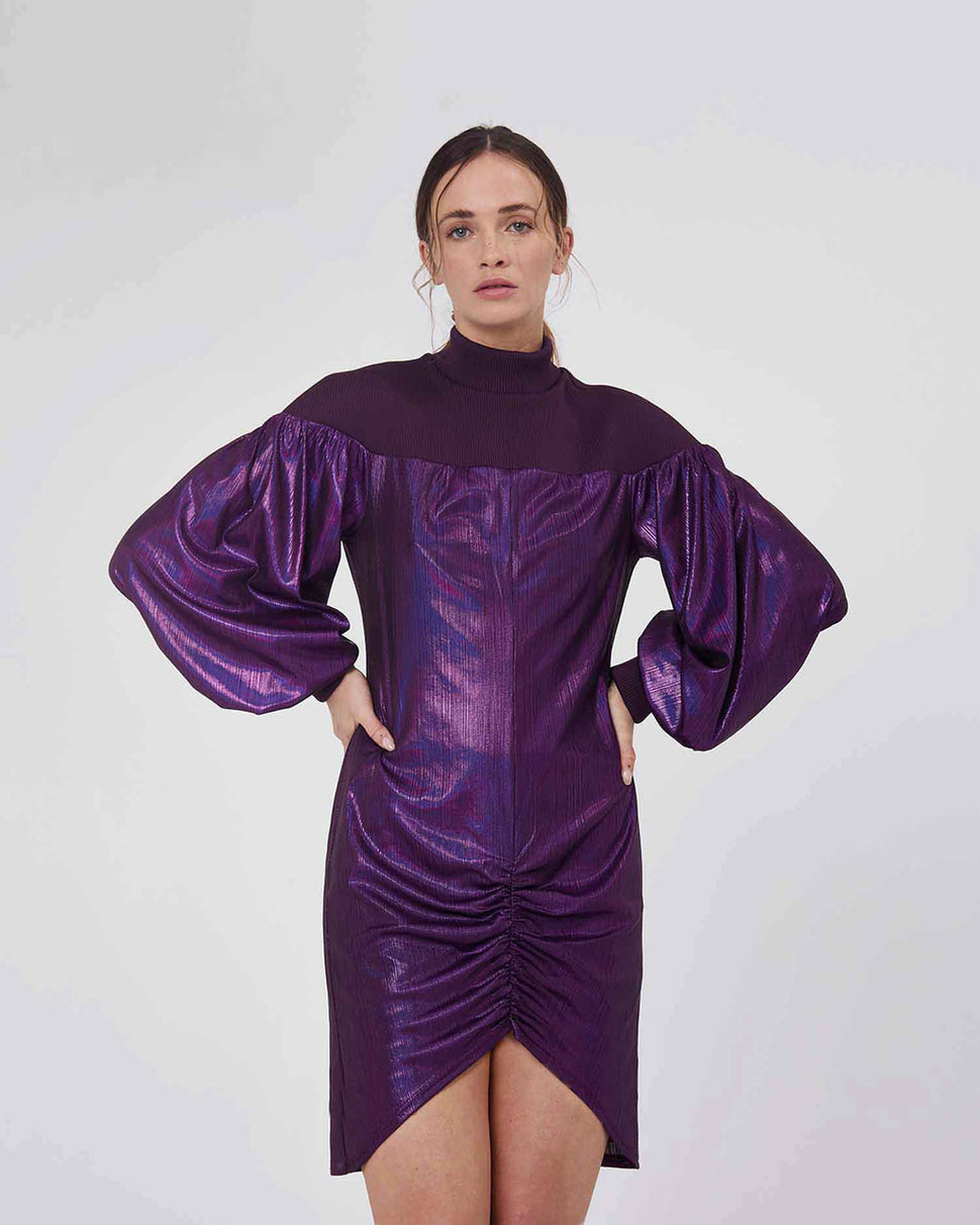 Abito metallizzato con drappeggio - Silvianheach
