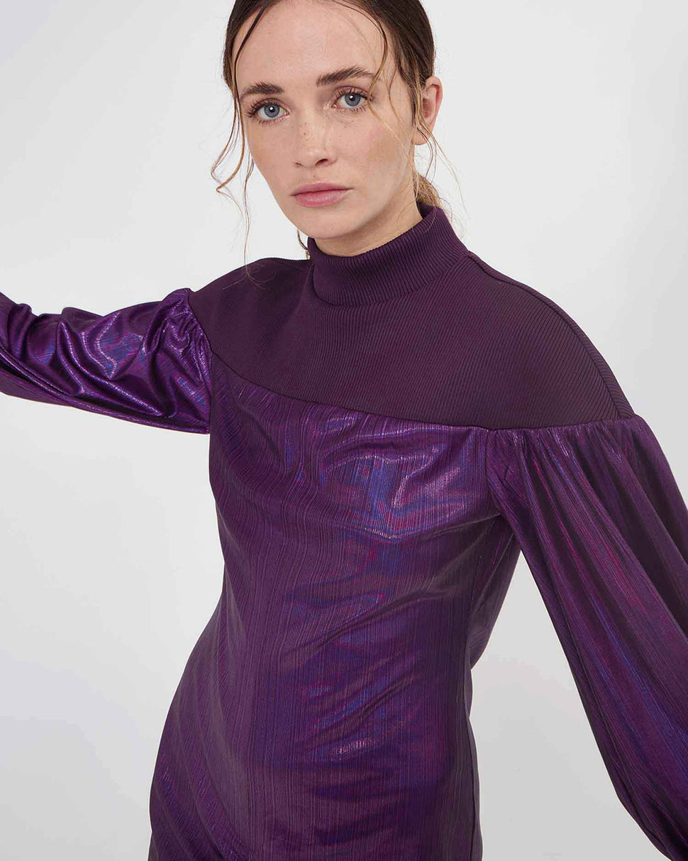 Abito metallizzato con drappeggio - Silvianheach