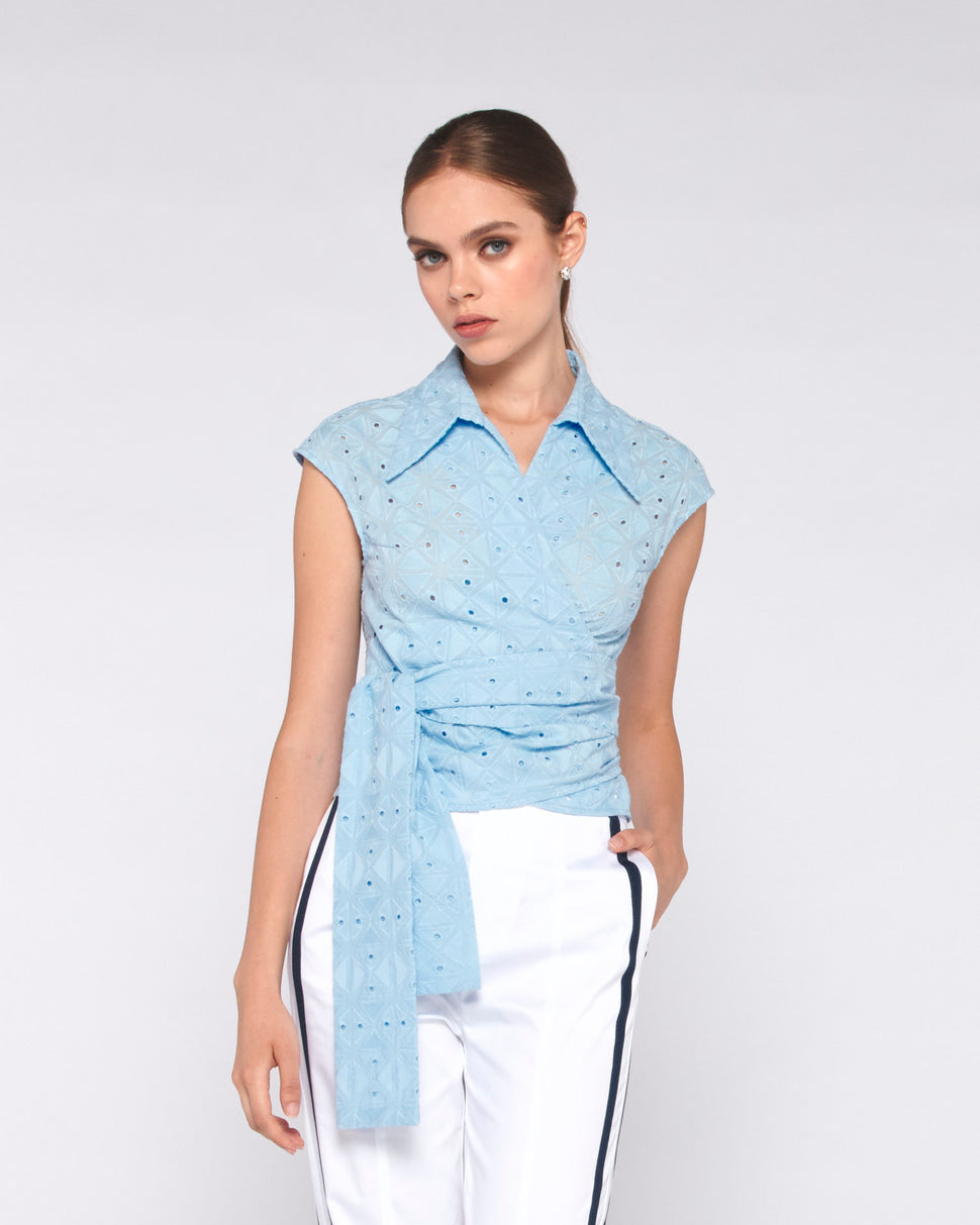 CAMICIA TRAFORATA CON INCROCIO SUL DAVANTI - Silvianheach