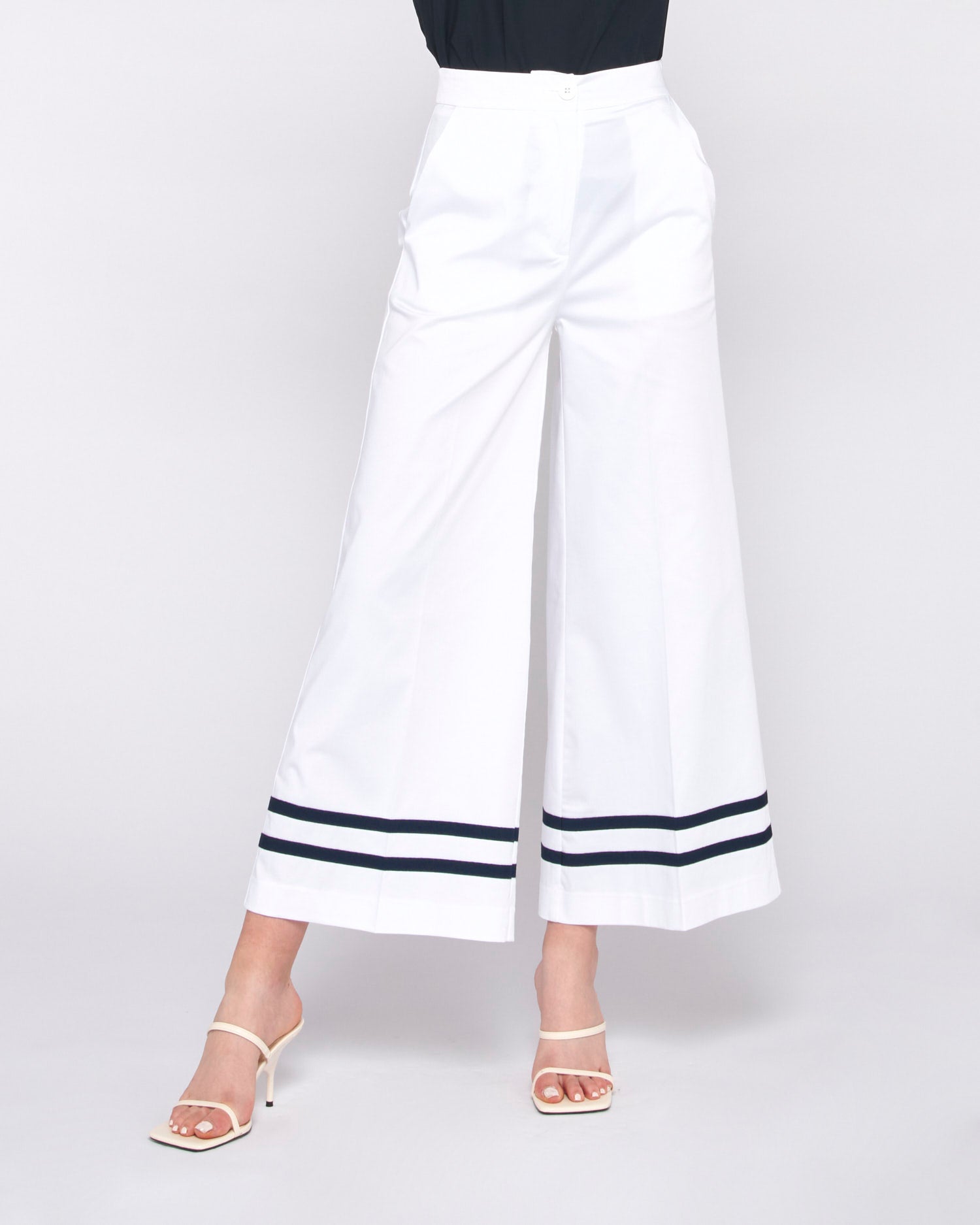 PANTALONI CROP CON DOPPIA RIGA SUL BORDO - Silvianheach