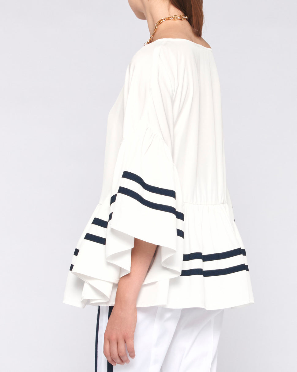 BLUSA AMPIA CON STAMPA A CONTRASTO SUL BORDO E SULLE MANICHE - Silvianheach
