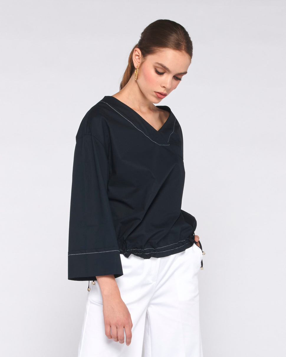 BLUSA CON DETTAGLI A CONTRASTO - Silvianheach