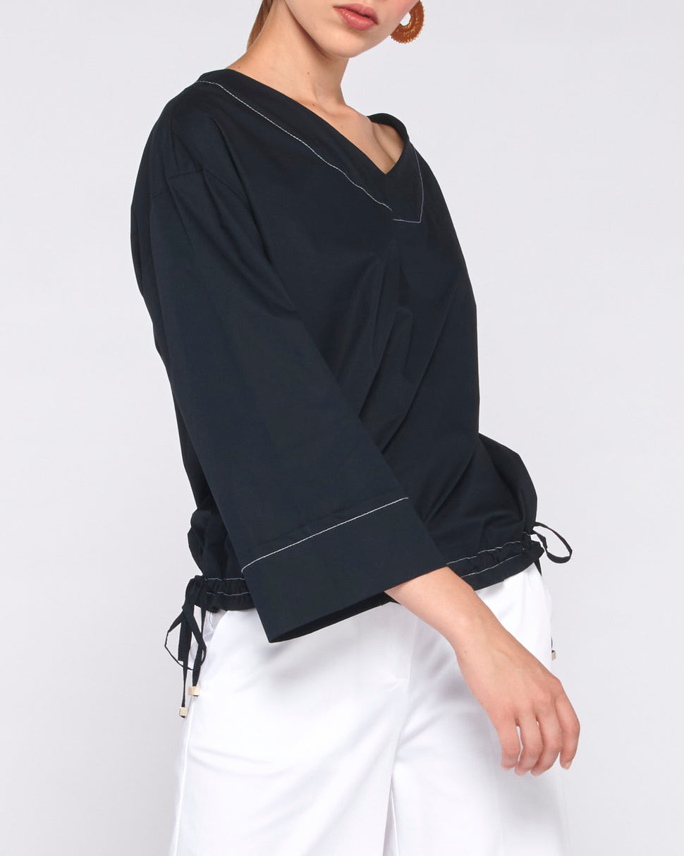 BLUSA CON DETTAGLI A CONTRASTO - Silvianheach