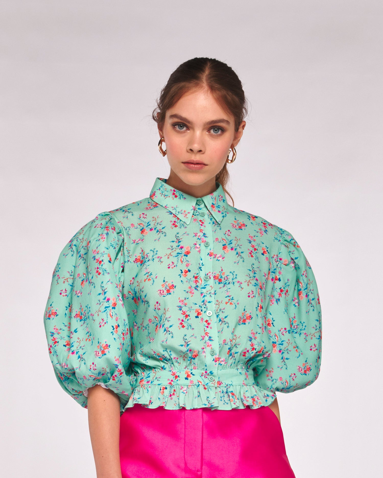 CAMICIA FANTASIA FLOREALE CON MANICHE A PALLONCINO AL GOMITO - Silvianheach