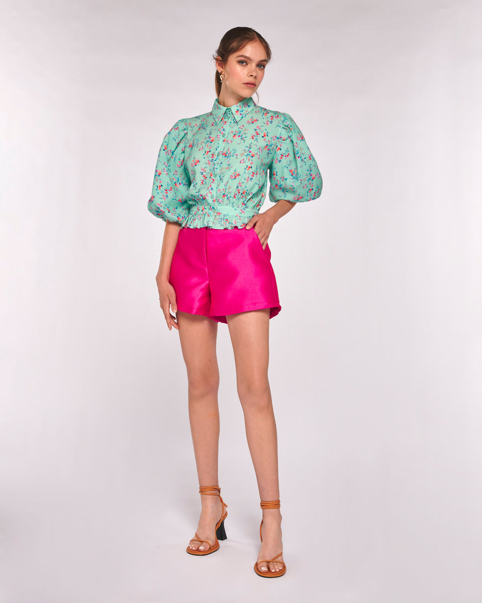 CAMICIA FANTASIA FLOREALE CON MANICHE A PALLONCINO AL GOMITO - Silvianheach