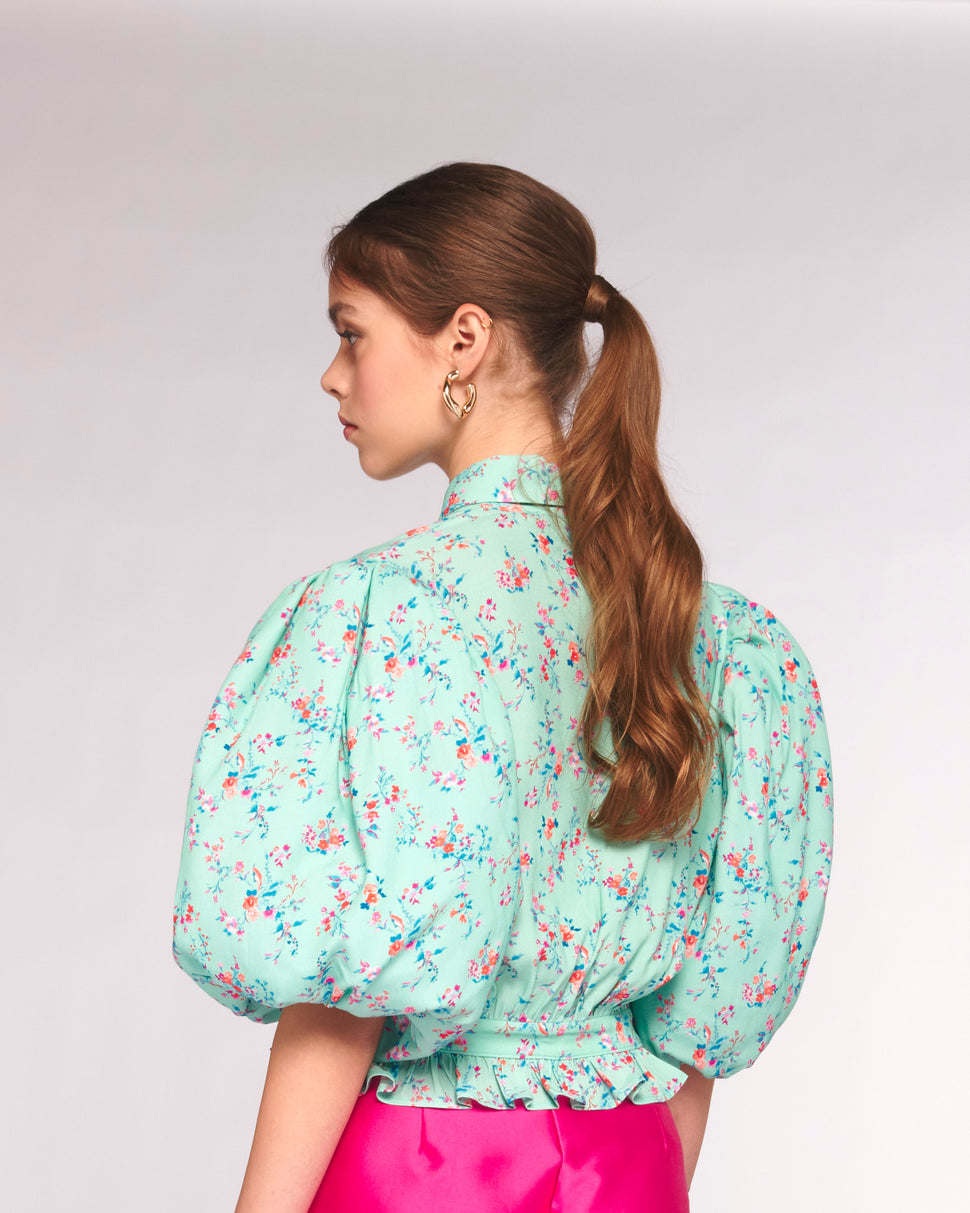 CAMICIA FANTASIA FLOREALE CON MANICHE A PALLONCINO AL GOMITO - Silvianheach