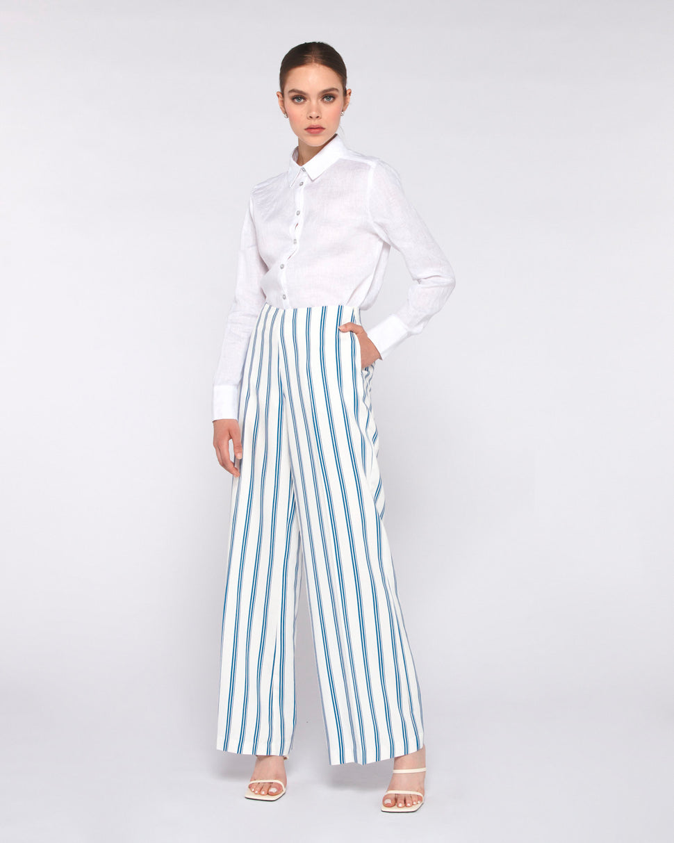 PANTALONI AMPI CON RIGHE A CONTRASTO - Silvianheach